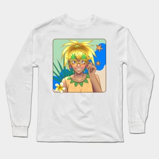 Tropical Pineapple Girl Summer Long Sleeve T-Shirt